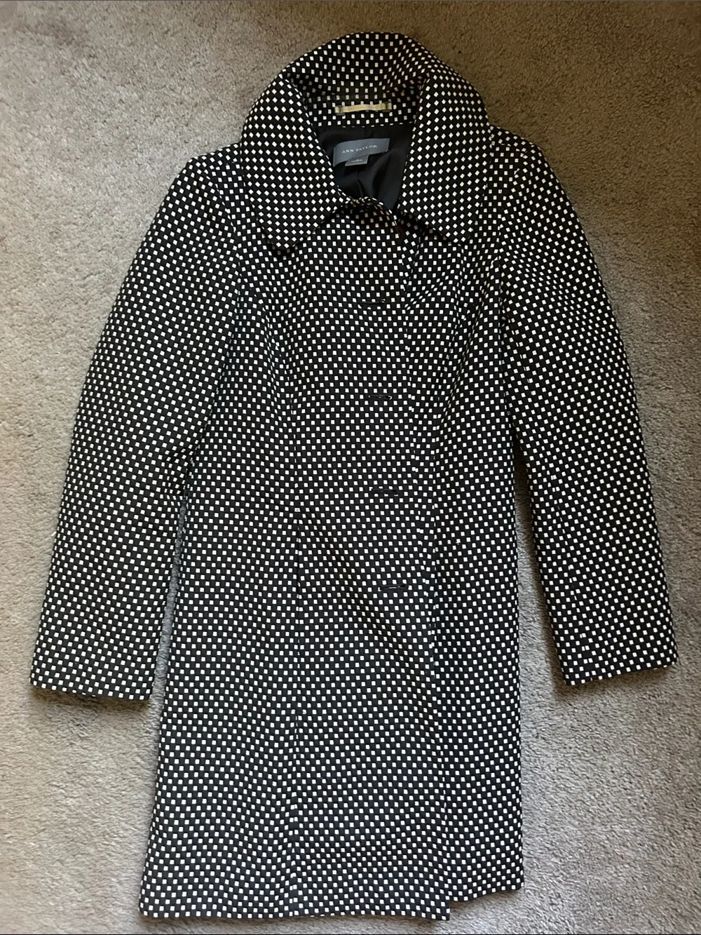 Ann Taylor Black & White Overcoat